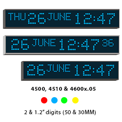Wharton 4500 series calendar clocks with day and date