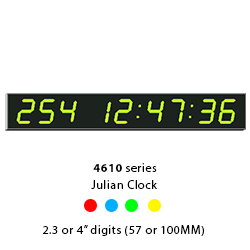 Wharton 4610 Julian calendar clocks with numeric day-of-year with 57mm (2.3") or 10mm (4") digits