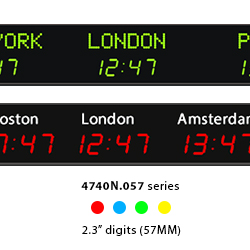 4740N.057 digital world time zone wall clocks with 57mm (2.3") digits