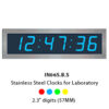 Wharton digital clock range with stainless steel (inox) cases and wipe-down front panels for pharmaceutical production, laboratories and cleanrooms, 10/100Base-t Ethernet